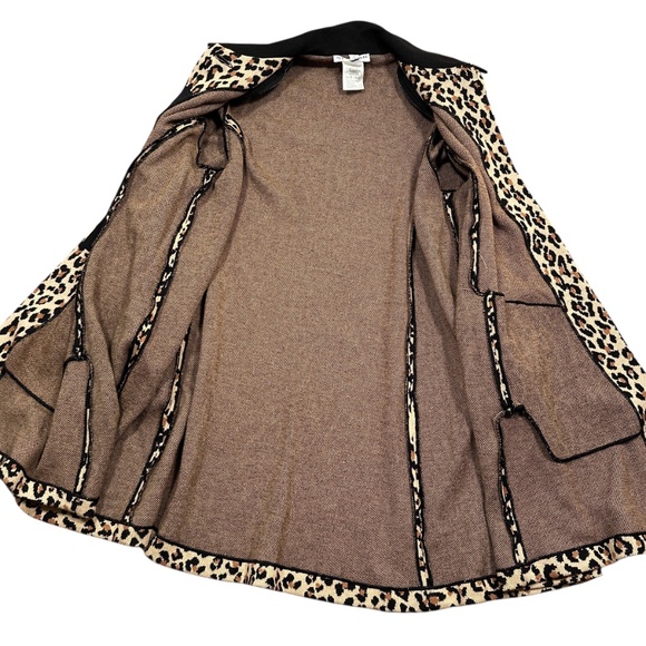 St John Separates Leopard Cheetah Animal Wool Cardigan Sweater Dress Womens L - Picture 4 of 12